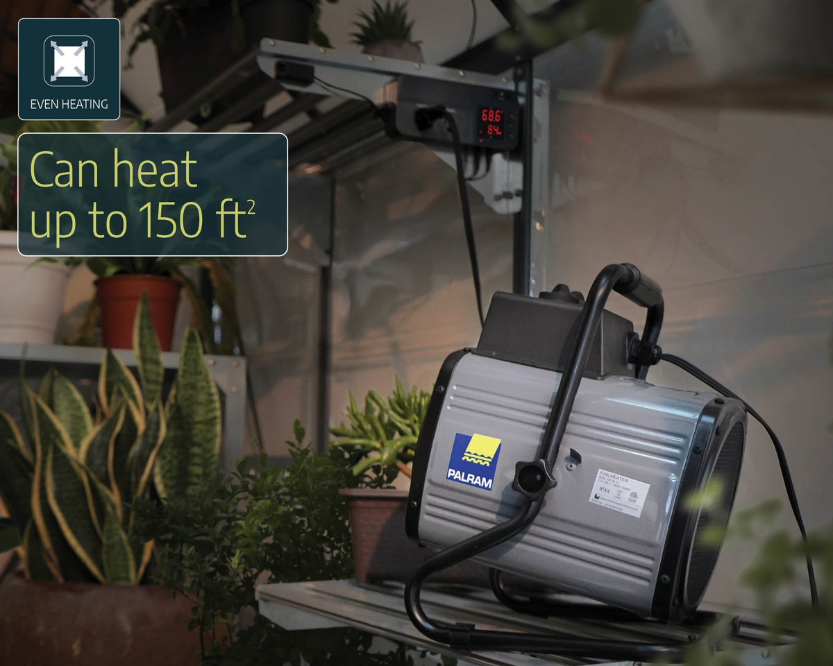 1500W/5500BTU Greenhouse Fan Heater with Digital Thermostat & Humidity Sensor