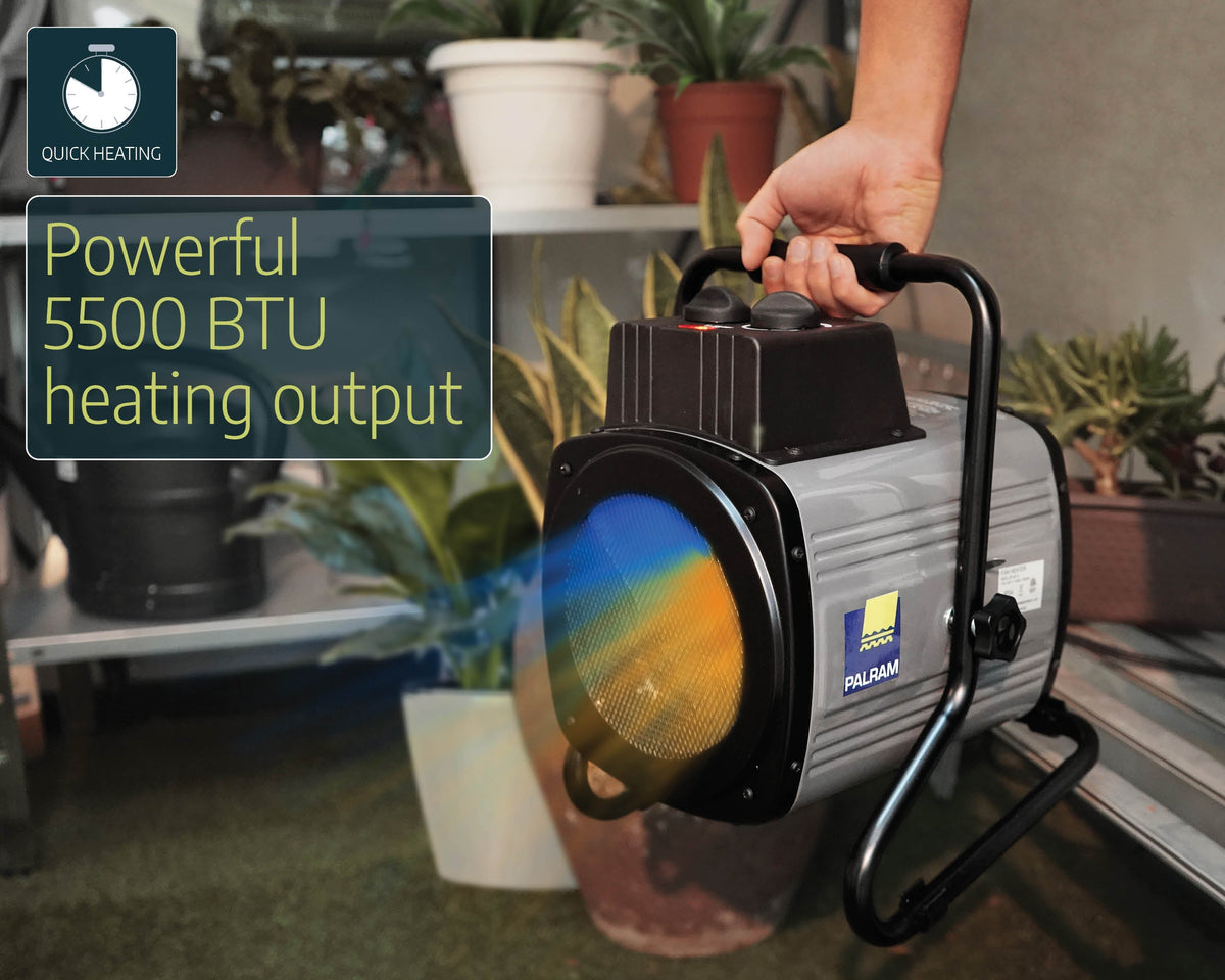 1500W/5500BTU Greenhouse Fan Heater with Digital Thermostat & Humidity Sensor